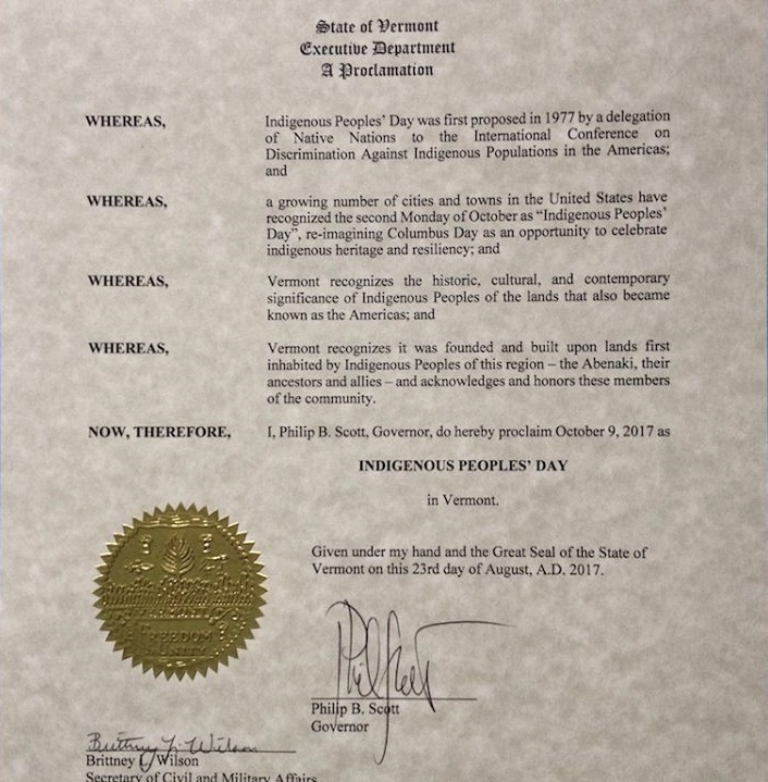 Indigenous Peoples Days Proclamation 2017